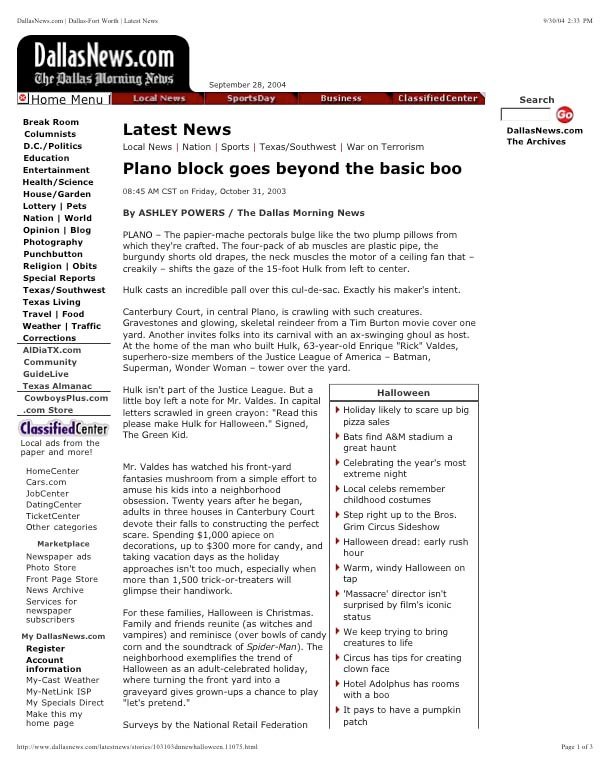 2003 Dallas Morning News Article 1